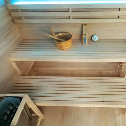 SAUNA FIŃSKA WYSOKOTEMPERATUROWA Z PIECEM LARK5-WD/HARVIA 6KW 4-5 OSOBOWA 180x160 CM