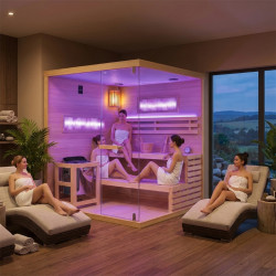 SAUNA FIŃSKA WYSOKOTEMPERATUROWA Z PIECEM LARK5-WD/HARVIA 6KW 4-5 OSOBOWA 180x160 CM