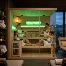 SAUNA FIŃSKA WYSOKOTEMPERATUROWA Z PIECEM LARK5-WD/HARVIA 6KW 4-5 OSOBOWA 180x160 CM