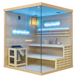 SAUNA FIŃSKA WYSOKOTEMPERATUROWA Z PIECEM LARK5-WD/HARVIA 6KW 4-5 OSOBOWA 180x160 CM