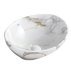 UMYWALKA NABLATOWA CERAMICZNA MARMUROWA OWALNA LUMO-MAR1-340