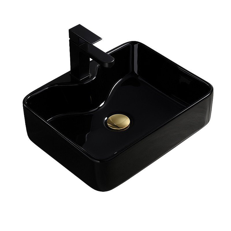 UMYWALKA NABLATOWA CERAMICZNA PROSTOKĄTNA ELISE-BL-480 CZARNY POŁYSK ELISE-BL-480
