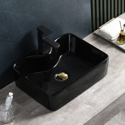 UMYWALKA NABLATOWA CERAMICZNA PROSTOKĄTNA ELISE-BL-480 CZARNY POŁYSK ELISE-BL-480