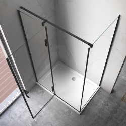 KABINA PRYSZNICOWA PROSTOKĄTNA ZES-KZ02D-BL-120X80 CZARNA 120x80 CM