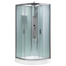KABINA PRYSZNICOWA Z HYDROMASAŻEM PUERTO 01A SZCZOTKOWANY CHROM 80x80 CM PUERTO-CH-BR-01A-80