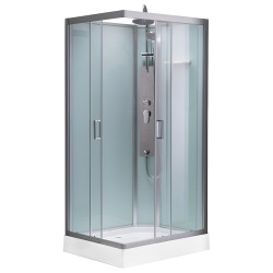 KABINA PRYSZNICOWA Z HYDROMASAŻEM ALMA LEWA SZCZOTKOWANY CHROM 100X80 CM ALMA-CH-BR-L-100X80