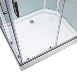 KABINA PRYSZNICOWA Z HYDROMASAŻEM ALMA LEWA SZCZOTKOWANY CHROM 100X80 CM ALMA-CH-BR-L-100X80