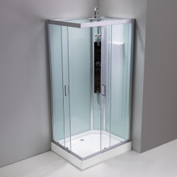 KABINA PRYSZNICOWA Z HYDROMASAŻEM ALMA LEWA SZCZOTKOWANY CHROM 100X80 CM ALMA-CH-BR-L-100X80