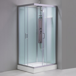 KABINA PRYSZNICOWA Z HYDROMASAŻEM ALMA LEWA SZCZOTKOWANY CHROM 100X80 CM ALMA-CH-BR-L-100X80