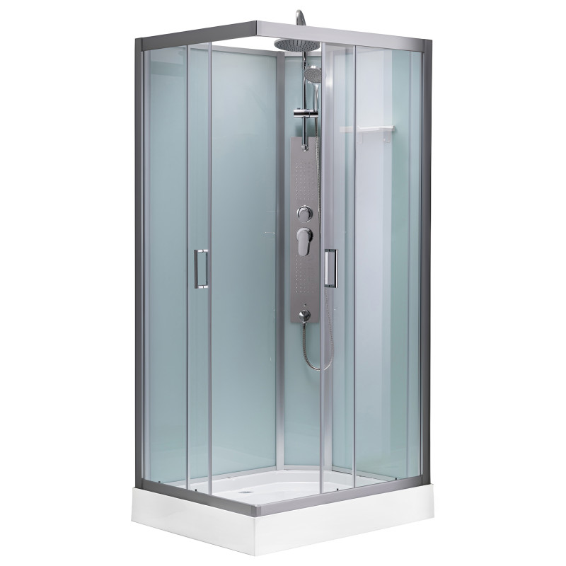 KABINA PRYSZNICOWA Z HYDROMASAŻEM ALMA LEWA SZCZOTKOWANY CHROM 120X80 CM ALMA-CH-BR-L-120X80
