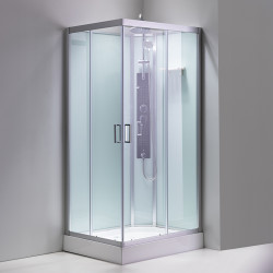 KABINA PRYSZNICOWA Z HYDROMASAŻEM ALMA LEWA SZCZOTKOWANY CHROM 120X80 CM ALMA-CH-BR-L-120X80