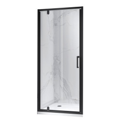 DRZWI PRYSZNICOWE UCHYLNE DO WNĘKI ZES-KZ18B-BL-80 CZARNE 80 CM 6 MM