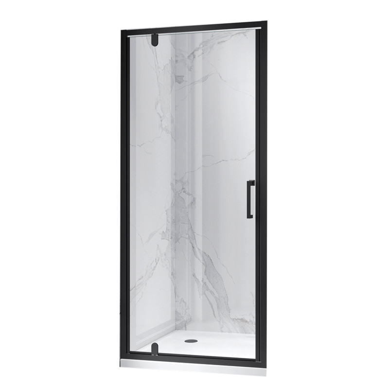 DRZWI PRYSZNICOWE UCHYLNE DO WNĘKI ZES-KZ18B-BL-80 CZARNE 80 CM 6 MM