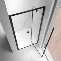 DRZWI PRYSZNICOWE UCHYLNE DO WNĘKI ZES-KZ18C-BL-90 CZARNE 90 CM 6 MM