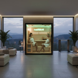 SAUNA FIŃSKA WYSOKOTEMPERATUROWA Z PIECEM FORSA2-BL/HARVIA 4,5KW 3-4 OSOBOWA 150x140 CM