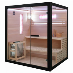SAUNA FIŃSKA WYSOKOTEMPERATUROWA Z PIECEM FORSA2-BL/HARVIA 4,5KW 3-4 OSOBOWA 150x140 CM