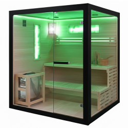 SAUNA FIŃSKA WYSOKOTEMPERATUROWA Z PIECEM FORSA2-BL/HARVIA 4,5KW 3-4 OSOBOWA 150x140 CM
