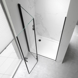 DRZWI PRYSZNICOWE UCHYLNE DO WNĘKI ZES-KZ21D-BL-100 CZARNE 100 CM 6 MM