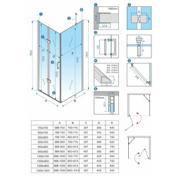 KABINA PRYSZNICOWA PROSTOKĄTNA ZES-KZ20D-GL-100X90 ZŁOTA 100x90 CM