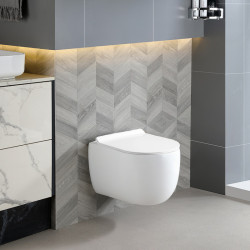 MISKA WC WISZĄCA TORNADO LAKE-WH-TR-01 BIAŁA DESKA WOLNOOPADAJĄCA DUROPLAST LAKE-WH-TR-01