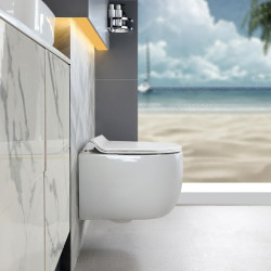 MISKA WC WISZĄCA TORNADO LAKE-WH-TR-01 BIAŁA DESKA WOLNOOPADAJĄCA DUROPLAST LAKE-WH-TR-01