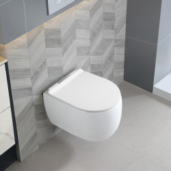 MISKA WC WISZĄCA TORNADO LAKE-WH-TR-01 BIAŁA DESKA WOLNOOPADAJĄCA DUROPLAST LAKE-WH-TR-01
