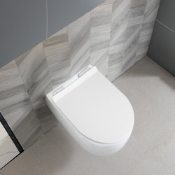 MISKA WC WISZĄCA TORNADO LAKE-WH-TR-01 BIAŁA DESKA WOLNOOPADAJĄCA DUROPLAST LAKE-WH-TR-01