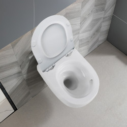 MISKA WC WISZĄCA TORNADO LAKE-WH-TR-01 BIAŁA DESKA WOLNOOPADAJĄCA DUROPLAST LAKE-WH-TR-01