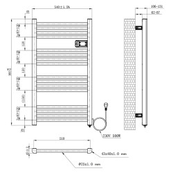 GRZEJNIK ŁAZIENKOWY ELEKTRYCZNY ALUMINIOWY DRABINKA 96x54 500W LOA CZARNY LOA-BL