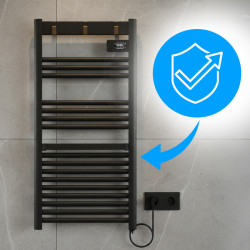 GRZEJNIK ŁAZIENKOWY ELEKTRYCZNY ALUMINIOWY DRABINKA ECO 500W YASUR CZARNY YASUR-BL