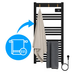 GRZEJNIK ŁAZIENKOWY ELEKTRYCZNY ALUMINIOWY DRABINKA ECO 500W YASUR CZARNY YASUR-BL