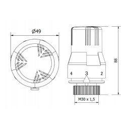 GŁOWICA TERMOSTATYCZNA POKRĘTŁO DO GRZEJNIKA GWINT M30x1.5 GT-BL-2 CZARNA GT-BL-2