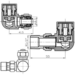 ZAWÓR OSIOWY GRZEJNIKOWY ZASILAJĄCY ODCINAJĄCY 1/2'' BIAŁY ZG-WH-1 ZESTAW ZG-WH-1