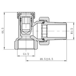 ZAWÓR KĄTOWY GRZEJNIKOWY ZASILAJĄCY ODCINAJĄCY 1/2'' CZARNY ZG-BL-6 ZESTAW ZG-BL-6