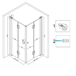 KABINA PRYSZNICOWA KWADRATOWA ZES-BS05B-90 CZARNA 90x90 CM
