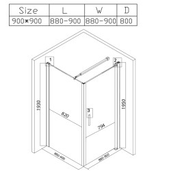 KABINA PRYSZNICOWA KWADRATOWA ZES-KZ1190B-90 CHROM 90x90 CM