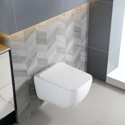 MISKA WC WISZĄCA TORNADO YUZU-WH-TR-03 BIAŁA DESKA WOLNOOPADAJĄCA DUROPLAST YUZU-WH-TR-03