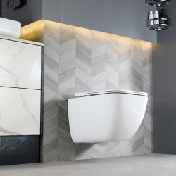 MISKA WC WISZĄCA TORNADO YUZU-WH-TR-03 BIAŁA DESKA WOLNOOPADAJĄCA DUROPLAST YUZU-WH-TR-03