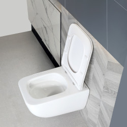 MISKA WC WISZĄCA TORNADO YUZU-WH-TR-03 BIAŁA DESKA WOLNOOPADAJĄCA DUROPLAST YUZU-WH-TR-03