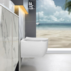 MISKA WC WISZĄCA TORNADO LAKE-WH-TR-03 BIAŁA DESKA WOLNOOPADAJĄCA DUROPLAST LAKE-WH-TR-03
