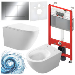 ZESTAW PODTYNKOWY WC STELAŻ TECE MISKA MIZU-WH-TR-03 PRZYCISK TC-9240401 CHROM