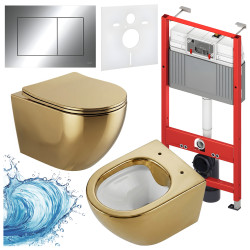 ZESTAW PODTYNKOWY WC STELAŻ TECE MISKA MIZU-GL-WH-RIM-03 PRZYCISK TC-9240401 CHROM