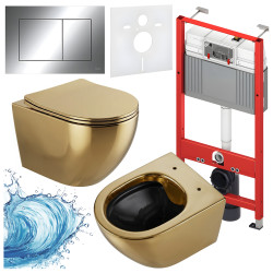 ZESTAW PODTYNKOWY WC STELAŻ TECE MISKA MIZU-GL-BL-RIM-03 PRZYCISK TC-9240401 CHROM