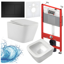 ZESTAW PODTYNKOWY WC STELAŻ TECE MISKA AQUA-WH-03 PRZYCISK TC-9240407 CZARNY MAT