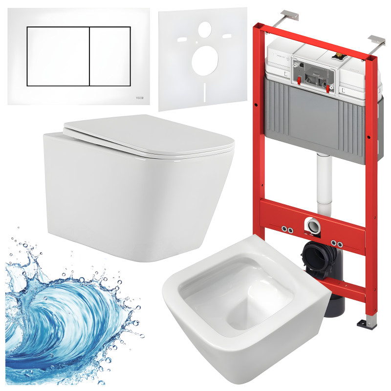 ZESTAW PODTYNKOWY WC STELAŻ TECE MISKA AQUA-WH-03 PRZYCISK TC-9240417 BIAŁY MAT