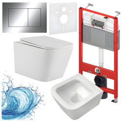 ZESTAW PODTYNKOWY WC STELAŻ TECE MISKA AQUA-WH-03 PRZYCISK TC-9240401 CHROM