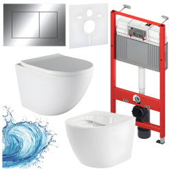 ZESTAW PODTYNKOWY WC STELAŻ TECE MISKA PURO-WH-02 PRZYCISK TC-9240401 CHROM