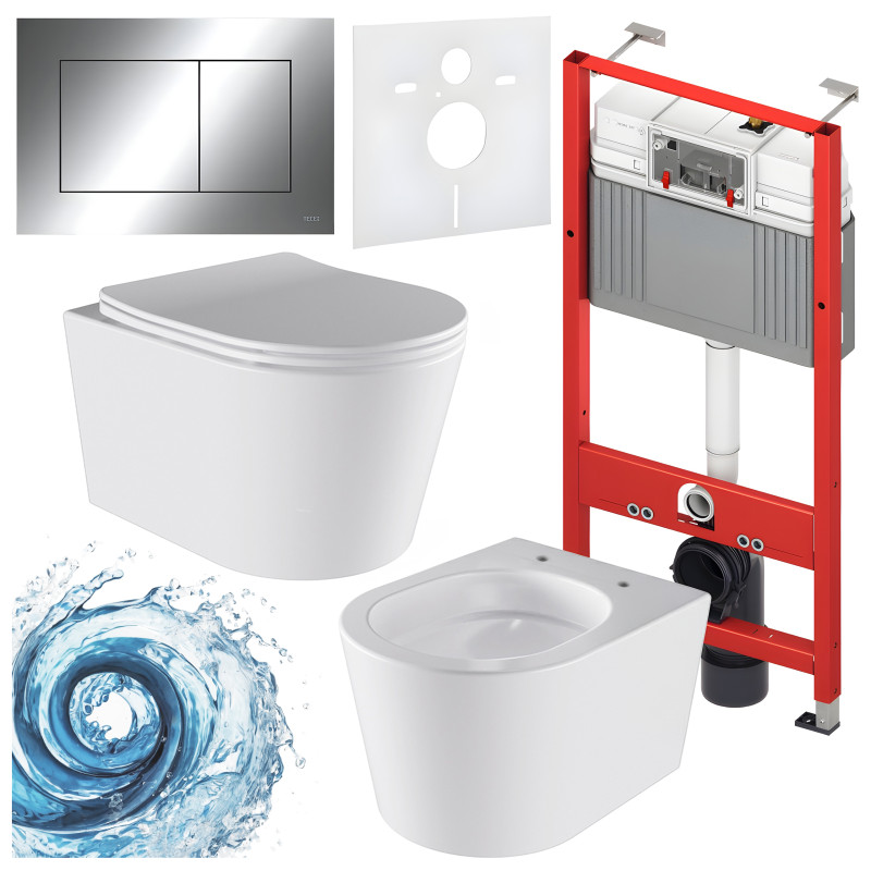 ZESTAW PODTYNKOWY WC STELAŻ TECE MISKA ELITE-WH-03 PRZYCISK TC-9240401 CHROM