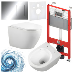 ZESTAW PODTYNKOWY WC STELAŻ TECE MISKA FLOW-WH-TR-02 PRZYCISK TC-9240401 CHROM