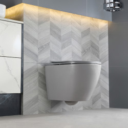 MISKA WC WISZĄCA RIMLESS MIZU-MTGR-RIM-03 SZARY MAT DESKA WOLNOOPADAJĄCA DUROPLAST MIZU-MTGR-RIM-03